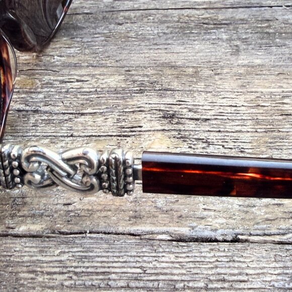 Brighton Sabrina Tortoise Shell Sunglasses Silver Heart Case 52-17 Vintage Brown - Picture 11 of 16